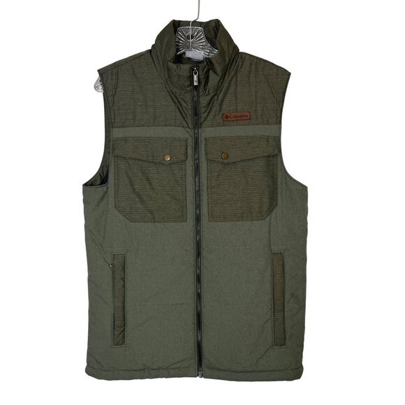 Columbia Full-Zip Insulated Vest Mens Small Green Pockets Outdoors - Picture 1 of 9